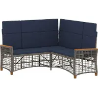 vidaXL Ensemble de chaises longues de jardin , gris et bleu marine, 164 x 164 x 112 cm