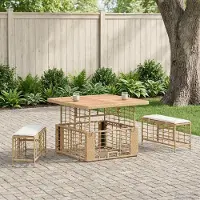 Prolenta Maison Exclusive - Ensemble de jardin pour repas, 3 pièces, couleurs naturelles et blanches
