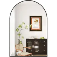StarTech.com Miroir mural incurvé - Miroirs de salle de bain et miroirs de maquillage - Dimensions : 65 x 95 cm - Fixation murale - Cadre métallique - Verre - Noir