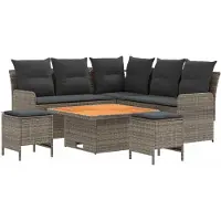 vidaXL Ensemble de mobilier avec coussins, 6 pièces, gris et gris foncé, rotin PE