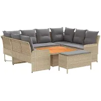 vidaXL Ensemble de meubles , 7 pièces, en résine tressée PE, beige et gris clair