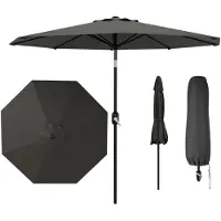 StarTech.com Parasol de jardin - Parasol de marché Ø 270 cm - Protection UV - Imperméable - Ouverture automatique rapide - Pour terrasse et jardin - Gris foncé