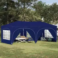 Prolenta Tente événementielle pop-up "Maison Exclusive" - Dimensions : 575 x 288 x 245 cm - Tissu Oxford bleu