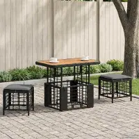 Prolenta Maison Exclusive - Ensemble de jardin pour repas, 3 pièces, noir et gris