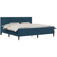 Syfax Cadre de lit avec matelas Bleu 200 x 200 cm Velours