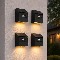 HOFTRONIC™ - Applique murale LED solaire Cubos 2,5W 300 lm IP65 Noir 4 pièces