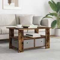 Prolenta Table basse exclusive en bois fumé, dimensions : 77 x 55 x 42 cm, matériau : bois composite