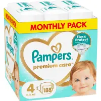 Pampers Couches pour bébés Premium Care No.4 9-14Kgr 188 Pieces MSB