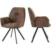 Meubles Cosy : lot de 2 chaises de salle à manger confortables en simili-daim avec accoudoirs - CALF
