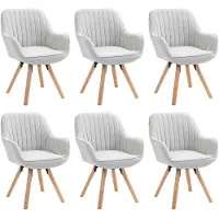 Meubles Cosy : lot de 6 chaises de salle à manger confortables en tissu beige avec fonction pivotante à 360° - CARSON