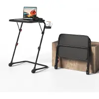 Meubles Cosy : table d'appoint pliable pour ordinateur portable – Table d'appoint pour canapé réglable en hauteur avec plateau inclinable et porte-boissons, noir - BASELINE