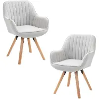 Meubles Cosy : lot de 2 chaises de salle à manger confortables en tissu beige avec fonction pivotante à 360° - CARSON
