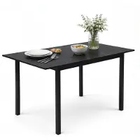 Meubles Cosy : table à rallonges de style industriel pour 4 à 6 personnes, en MDF noir - BARI