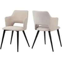 Meubles Cosy lot de 2 fauteuils de salle à manger de style scandinave en tissu beige - AKANJI