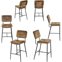 Meubles Cosy : lot de 6 tabourets de bar de style industriel avec dossier en simili-suède et assise moelleuse – INDEPENDENCE