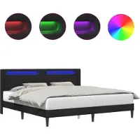 vidaXL Cadre de lit avec bandes lumineuses LED Noir 180 x 200 cm Simili cuir
