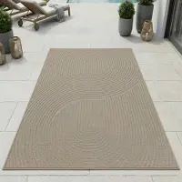 Carpetia Tapis d'extérieur à motifs graphiques, résistant aux intempéries, pour terrasse ou balcon, beige, dimensions : 160 x 220 cm