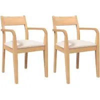 vidaXL Chaises de salle à manger avec coussins 2 pcs. Nature bois massif hévéa