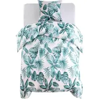 vidaXL Ensemble de literie Feuilles Vert 140x200/60x70 cm