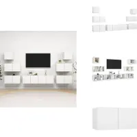 vidaXL Ensemble de 8 meubles TV Blanc Matériau dérivé du bois - Meubles TV