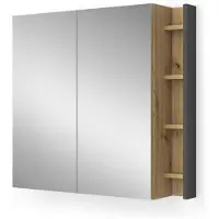 Vicco Armoire de toilette Edelin Anthracite/Artisan 80x75cm avec des étagères, Model 57988