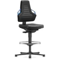 Meister Siège de travail pivotant Nexxit Patins + repose-pieds Mousse intégrale noire Poignée couleur bleue (57 - 82 cm)