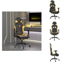 vidaXL Chaise de jeu avec repose-pieds Noir et Or Similicuir - Fauteuil de jeu