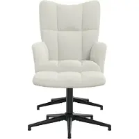 vidaXL Fauteuil relax avec pouf blanc crème velours