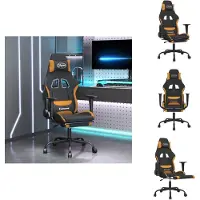 vidaXL Chaise de jeu avec massage & repose-pieds Tissu noir et orange - chaise de jeu