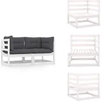 vidaXL Canapé de jardin 2 places avec coussins pin massif blanc - éléments de canapé de jardin