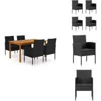 vidaXL Ensemble de jardin 5 pièces noir - Ensemble de meubles de jardin