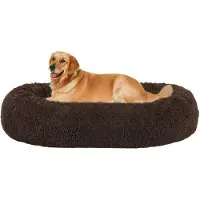 OEM Lit orthopédique pour chien, coussin rond pour chien, canapé pour chien, lit pour chaton, coussin en forme de beignet, meuble douillet pour chien, lavable, 100 cm de diamètre, marron