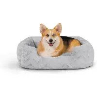 OEM Lit pour chien en mousse à mémoire de forme - Rectangulaire, lavable, gris, taille M, 76 x 51 cm