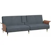 Syfax Canapé-lit avec porte-gobelets gris foncé velours
