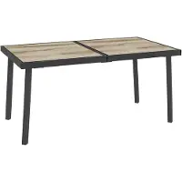 SUCCESS COURIER Table de jardin 145 x 85 cm aspect bois – Table à manger robuste pour 6 personnes – Table de balcon avec piètement en acier, gris