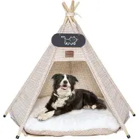 Markenlos Niche pour chat avec double coussin, amovible et lavable, niche pour chiens/chats, 50 x 50 x 60 cm
