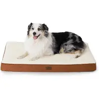 OEM Grand panier pour chien, 104 x 74 x 9 cm, coussin pour chien, tapis en laine pour chien, lavable, matelas pour grands chiens, marron