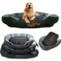 OEM Lit pour chien à revêtement durable L - Canapé orthopédique résistant - Lit confortable pour chien - Lit pour animal de compagnie - Lavable - Noir