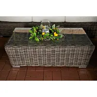 Sonstige Verlage Table en verre Deluxe - Table de jardin en rotin tressé - Table basse - 100 cm