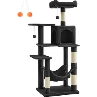OEM Griffoir Rootz - Arbre à chat - Aire de jeux pour chat - Panneaux de particules, tissu peluche et sisal - 55 cm x 45 cm x 143 cm