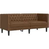 vidaXL Canapé Chesterfield 2 places brun similicuir aspect daim
