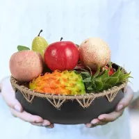 OEM Pelles à vitrine rondes vintage en métal pour fruits, snacks et gâteaux, lot de 2, noir