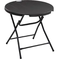 SUCCESS COURIER Table de jardin pour 4 personnes, table pliante ronde de 80 cm de diamètre, aspect bois gris foncé