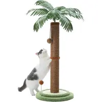 Markenlos Arbre à chat de 85 cm avec jouets interactifs - Marron