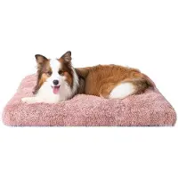 OEM Lit pour chien XL moelleux pour grands chiens, coussin lavable, tapis antidérapant douillet avec peluche longue, rose, 105 x 70 cm