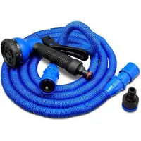 OEM Tuyau d'arrosage extensible - Extensible jusqu'à 22 mètres - 7 modes d'arrosage - Bleu - Tuyau d'arrosage avec pomme d'arrosage