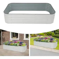StarTech.com Jardinière surélevée - Kit de jardinière - 240 × 60 × 43 cm - Acier zingué - Antirouille - Fond ouvert - Pour légumes, fleurs, herbes aromatiques - Blanc