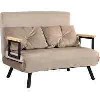 HOMCOM Canapé-lit avec fonction lit et dossier réglable, marron clair
