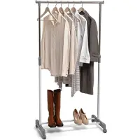 OEM Tringle à vêtements mobile réglable avec roulettes - polyvalent et pratique - 1 pièce - noir - métal