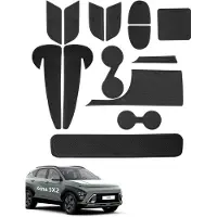 OEM Tapis antidérapants Hyundai Kona SX2, lot de 14, bandes noires pour la console centrale, le coffre à bagages, les porte-gobelets, les seuils de porte intégrés et les vide-poches des accoudoirs